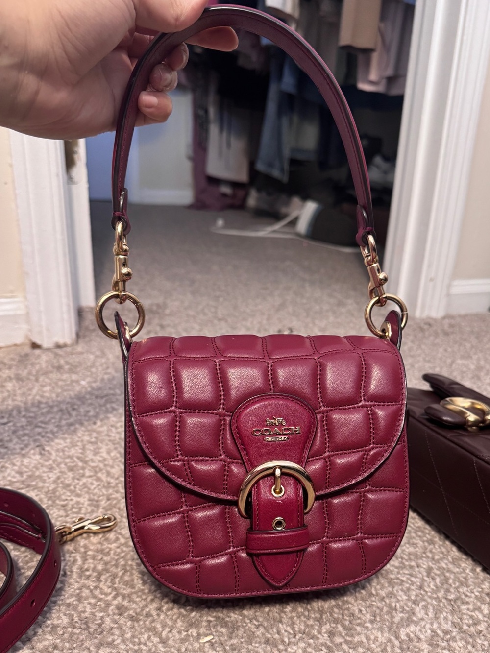 Coach Hadley Burgundy Quilted Leather Bag